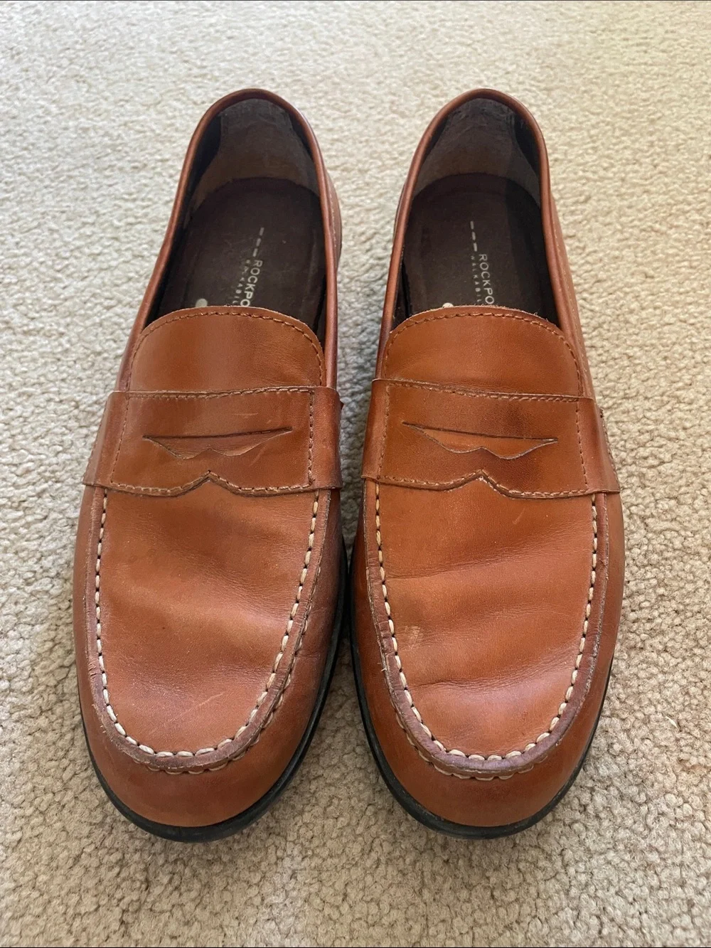 Rockport Men’s Leather Penny Loafers in Tan Brown